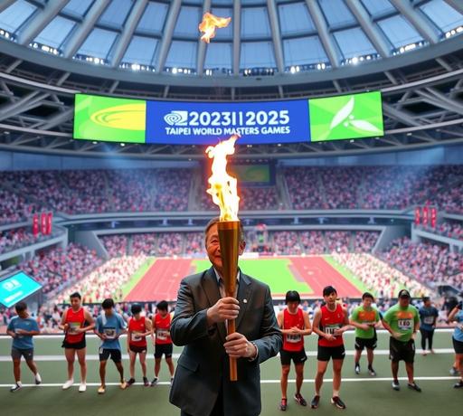 2025雙北世界壯年運動會開幕 黃仁勳擔任聖火手引國際關注