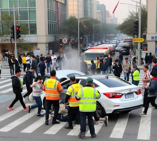 北京密雲區交叉口車禍致多名行人受傷