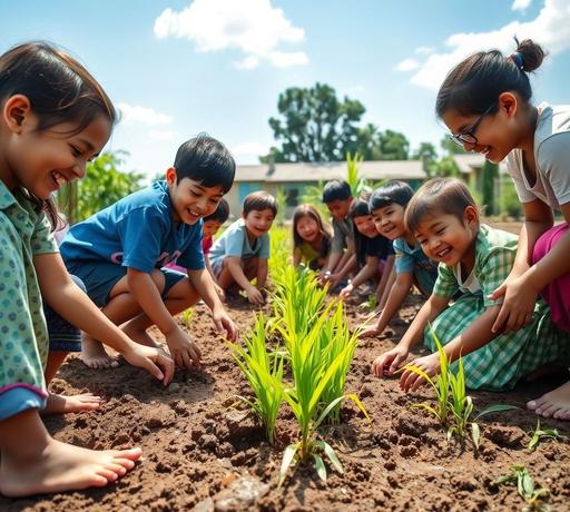 青農帶隊插秧，三光國小學童親身體驗水稻農事