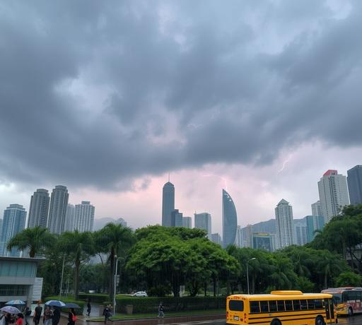 香港暴雨強雷暴來襲 全港日校明日暫停課堂