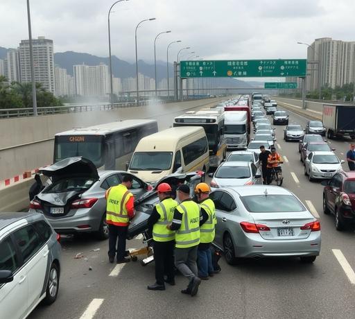 大埔吐露港公路五車連環撞成交通癱瘓 六人送院