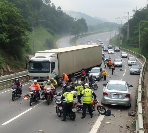 台中沙鹿嚴重曳引車車禍：煞車失靈引發多車連撞，9人受傷送醫