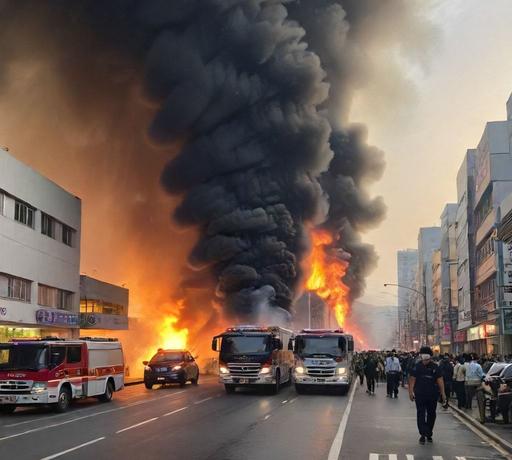 竹北工業大樓清晨火警 濃煙瀰漫導致交通混亂