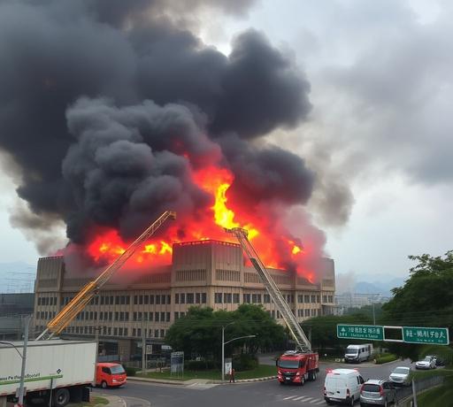 竹北工業大樓清晨火警 濃煙影響科學園區通勤惡化交通